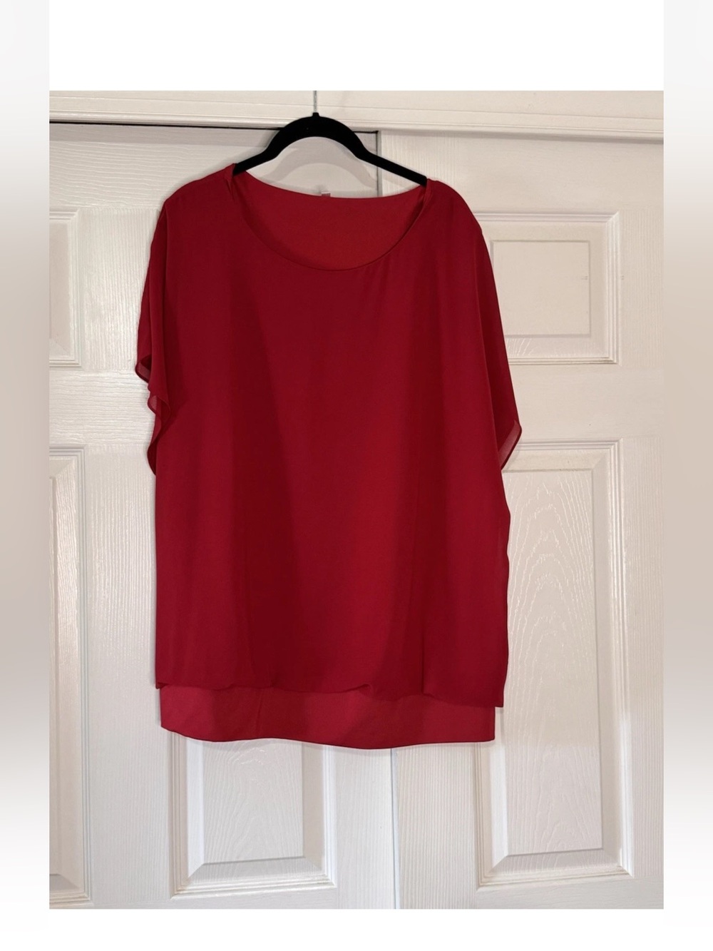 Red Women's Chiffon Overlay Top